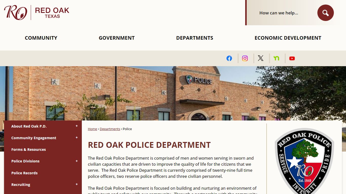 Red Oak Police Department | Red Oak, TX - Official Website